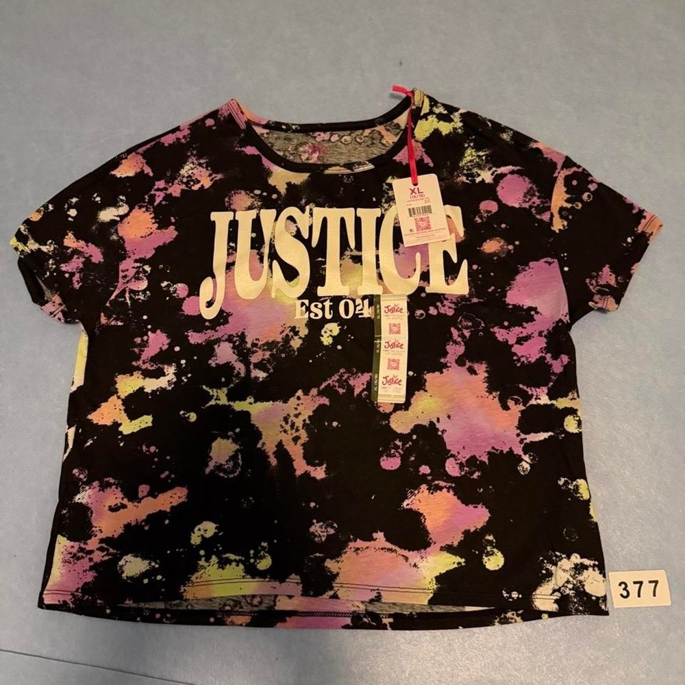 Justice Black Crop Top size XL NWT
